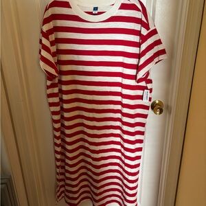NWT Old Navy Red and White Striped Midi Dress